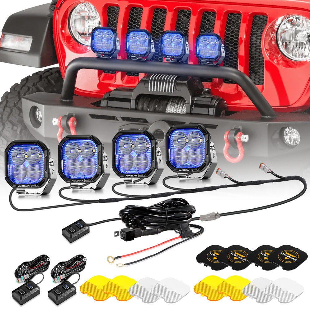 Color Play Series 3 Inch 116W RGB LED Pod Lights Off Road Lights With 8 Backlight Options
