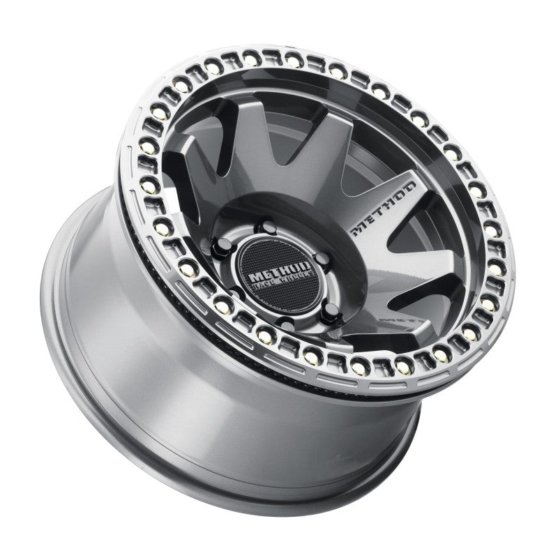 Method Wheels MR108 17-Inch Beadlock Wheel, 9-Inch Width, -44mm Offset, 6x5.5 Bolt Pattern, Gloss Titanium