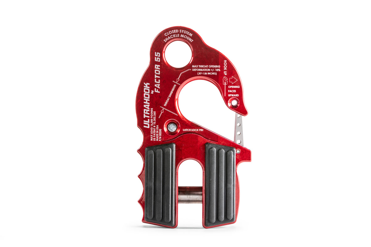 FACTOR 55 00250-01 UltraHook Winch Hook with Shackle Mount, Red Anodized Aluminum