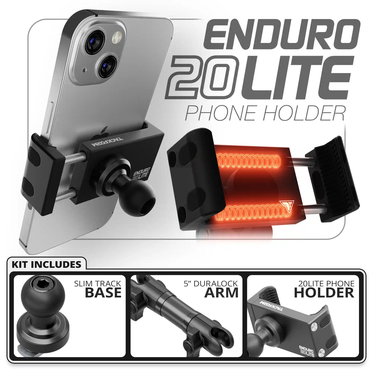 20LITE Phone Holder | Slim Track Base | 5" DuraLock Arm