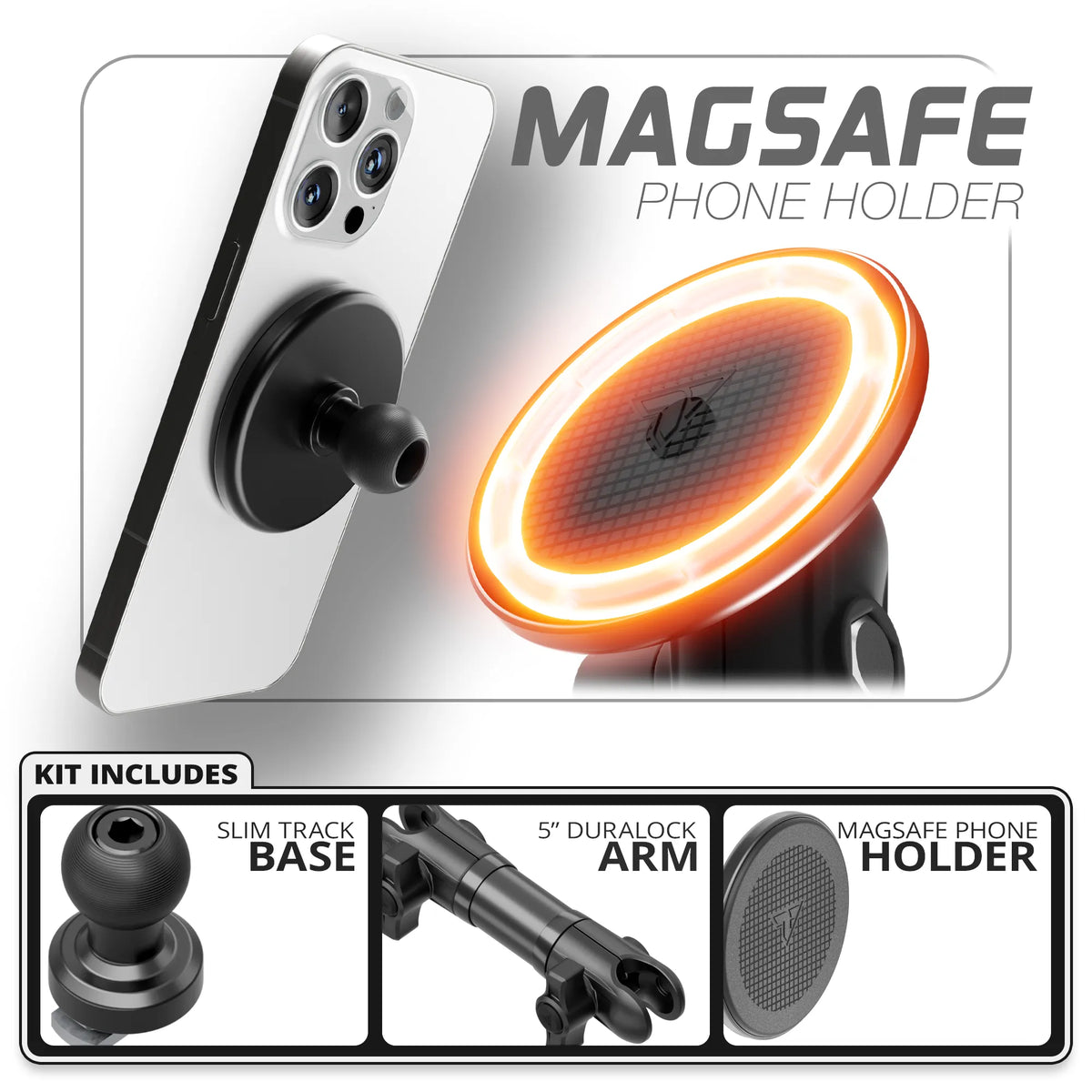 MagSafe Phone Holder | Slim Track Base | 5" DuraLock Arm