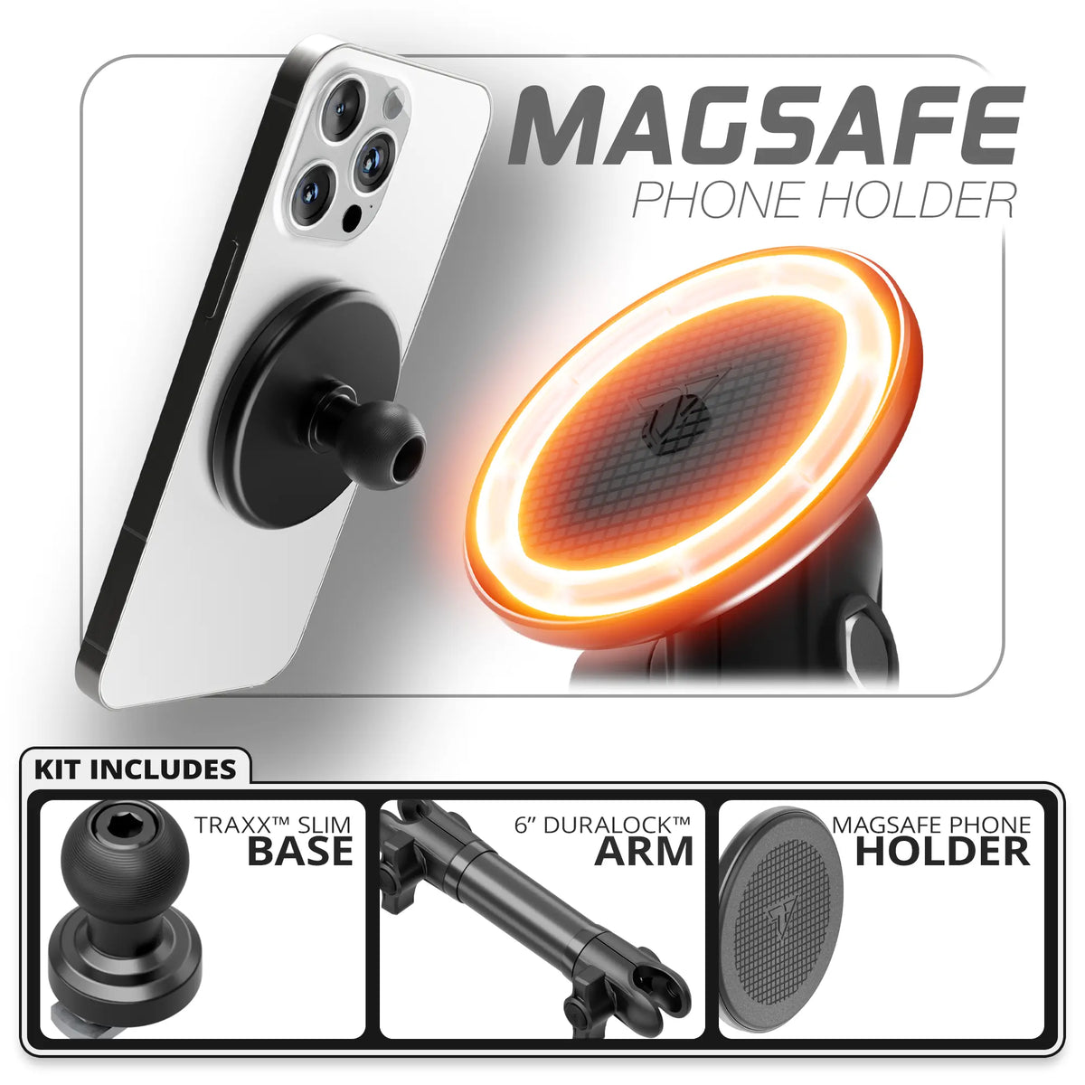 MagSafe Phone Holder | Slim Track Base | 6" DuraLock Arm