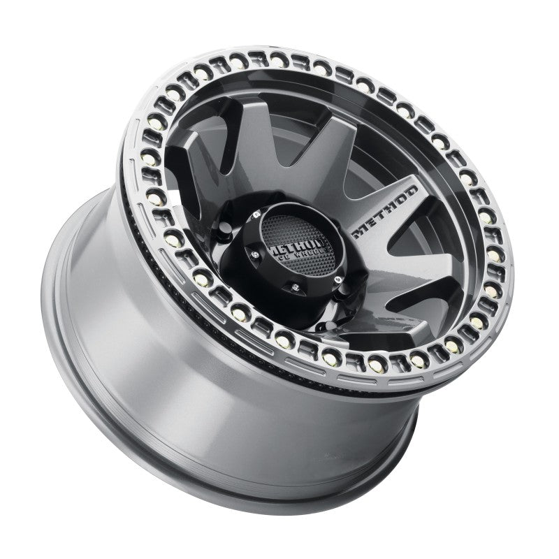 Method Wheels MR108 Beadlock Wheel, 17x9, -44mm Offset, 8x6.5 Bolt Pattern, Gloss Titanium