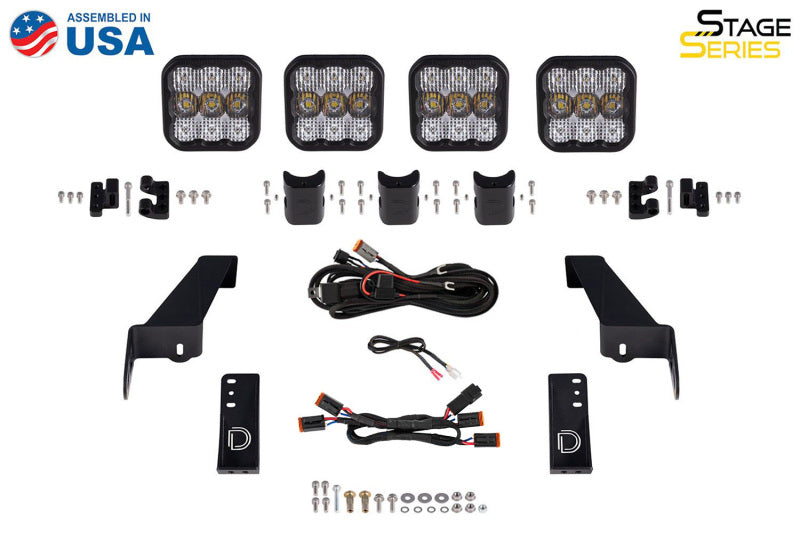 Diode Dynamics DD6827 Jeep JL Wrangler SS5 4-Pod CrossLink Grille Lightbar Kit, Yellow Combo