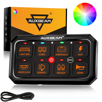 RGB Series 8 Gang (RA80 XL) Switch Panel, Larger Size, Toggle/ Momentary/ Pulsed Mode Supported