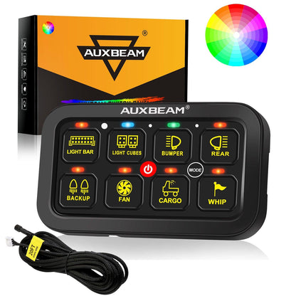 RGB Series 8 Gang (RB80) Switch Panel, Toggle/ Momentary/ Pulsed Mode Supported (Two-Sided Outlet)