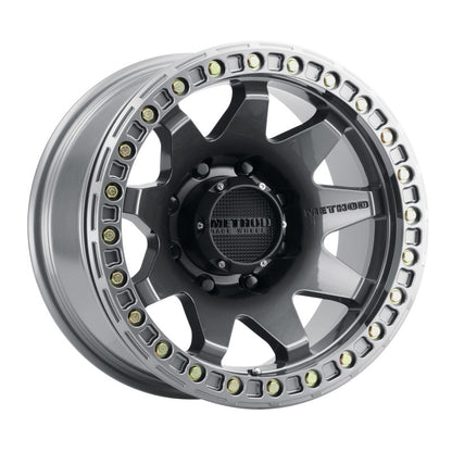 Method Wheels MR108 Beadlock Wheel, 17x9, -44mm Offset, 8x6.5 Bolt Pattern, Gloss Titanium