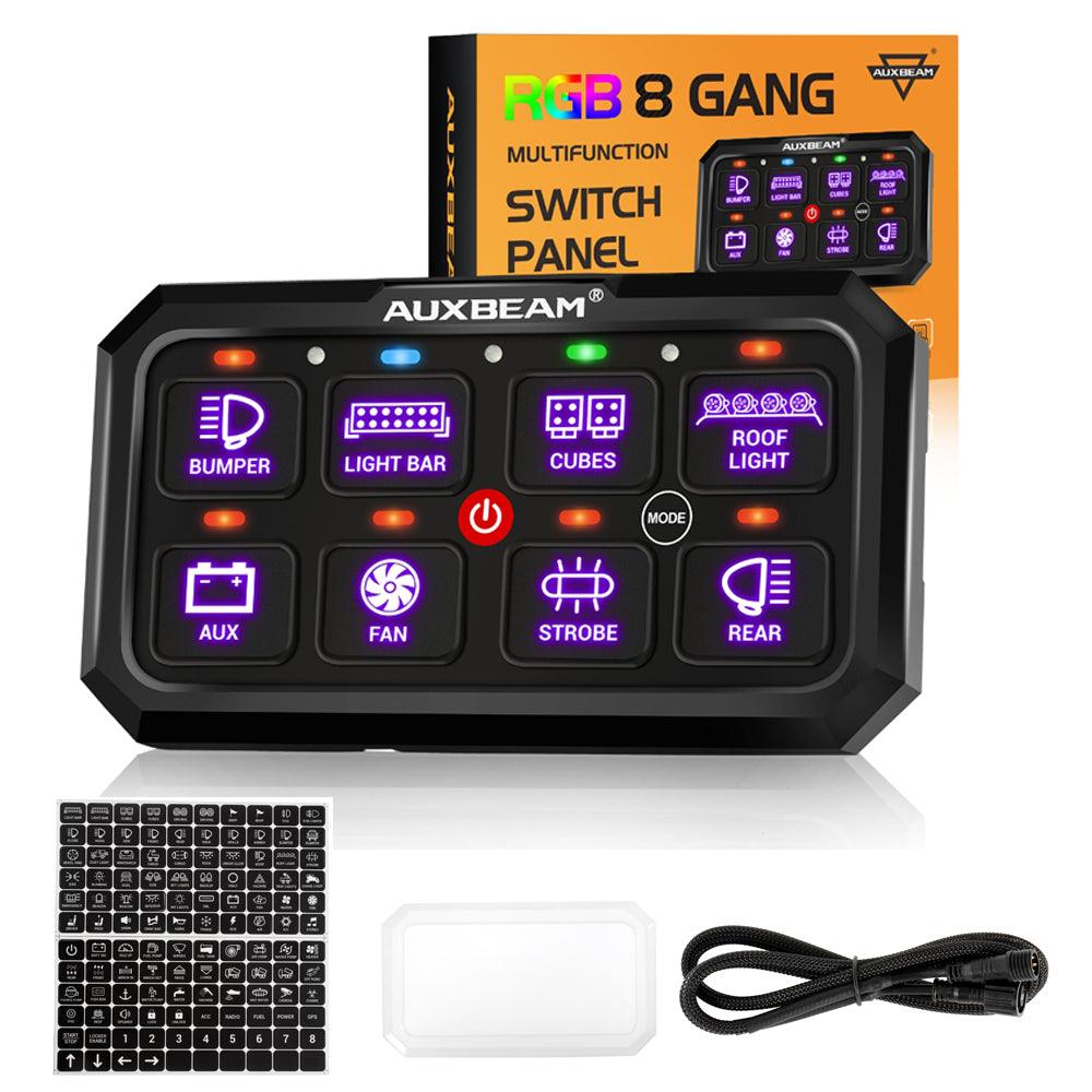 RGB Series 8 Gang (RB80 XL) Switch Panel without APP, Toggle/ Momentary/ Pulsed Mode Supported (Two-Sided Outlet)