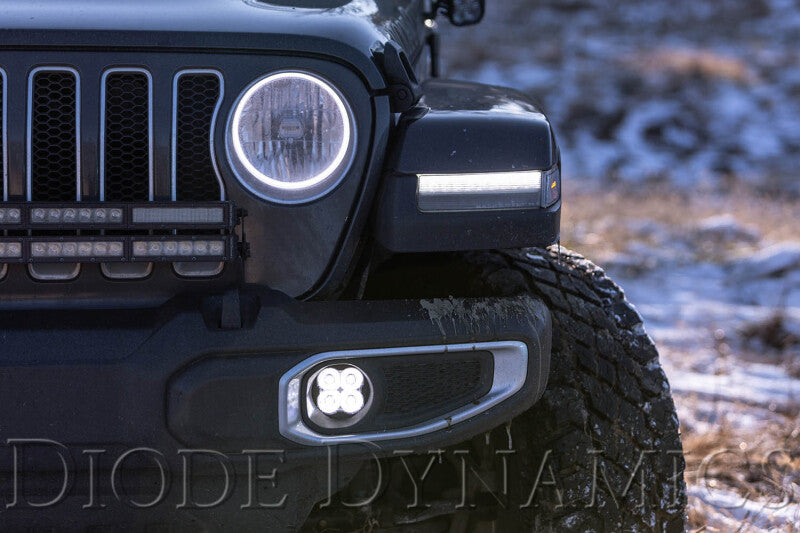 Diode Dynamics SS3 Pro Type MS Fog Light Bracket Kit DD7064 with Amber Backlight for 2018-2019 Jeep Wrangler