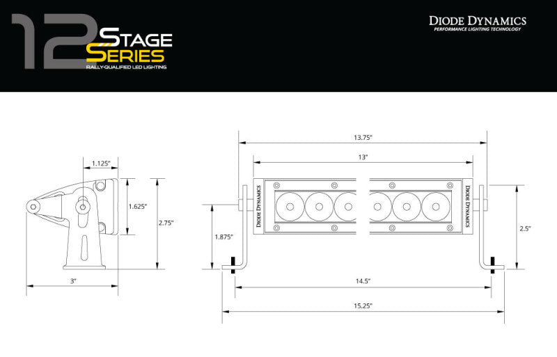 Diode Dynamics DD6068 SS12 LED Driving Light Kit for 2014-2021 Toyota Tundra, Amber Wide