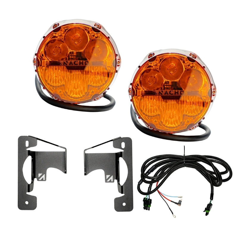 Nacho Offroad Technology V3JW2KASM Jeep JL/JT SAE Combo Amber Plug-and-Play Fog Light Kit for 3-Piece Bumpers