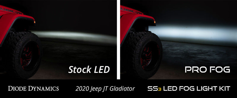 Diode Dynamics SS3 Pro Type MS Fog Light Bracket Kit DD7064 with Amber Backlight for 2018-2019 Jeep Wrangler