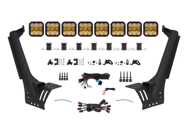 Diode Dynamics DD7263 SS5 Pro CrossLink Windshield Yellow Combo Lightbar Kit for 2018-2021 Jeep Wrangler JL