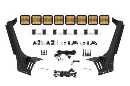 Diode Dynamics DD7263 SS5 Pro CrossLink Windshield Yellow Combo Lightbar Kit for 2018-2021 Jeep Wrangler JL