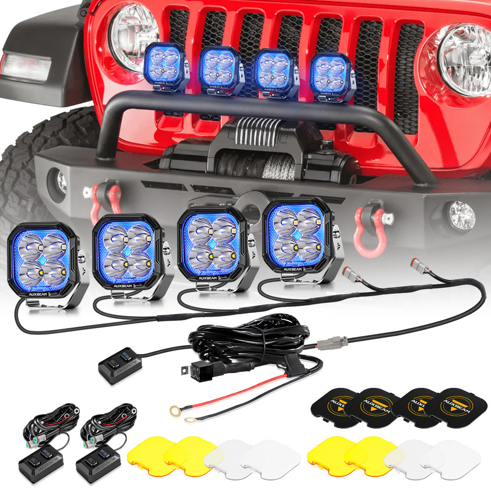 Color Play Series 3 Inch 116W RGB LED Pod Lights Spot Off Road Lights With 8 Backlight Options