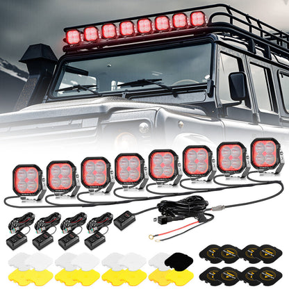 Color Play Series 3 Inch 116W RGB LED Pod Lights Flood Off Road Lights With 8 Backlight Options