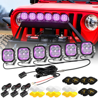 Color Play Series 3 Inch 116W RGB LED Pod Lights Off Road Lights With 8 Backlight Options