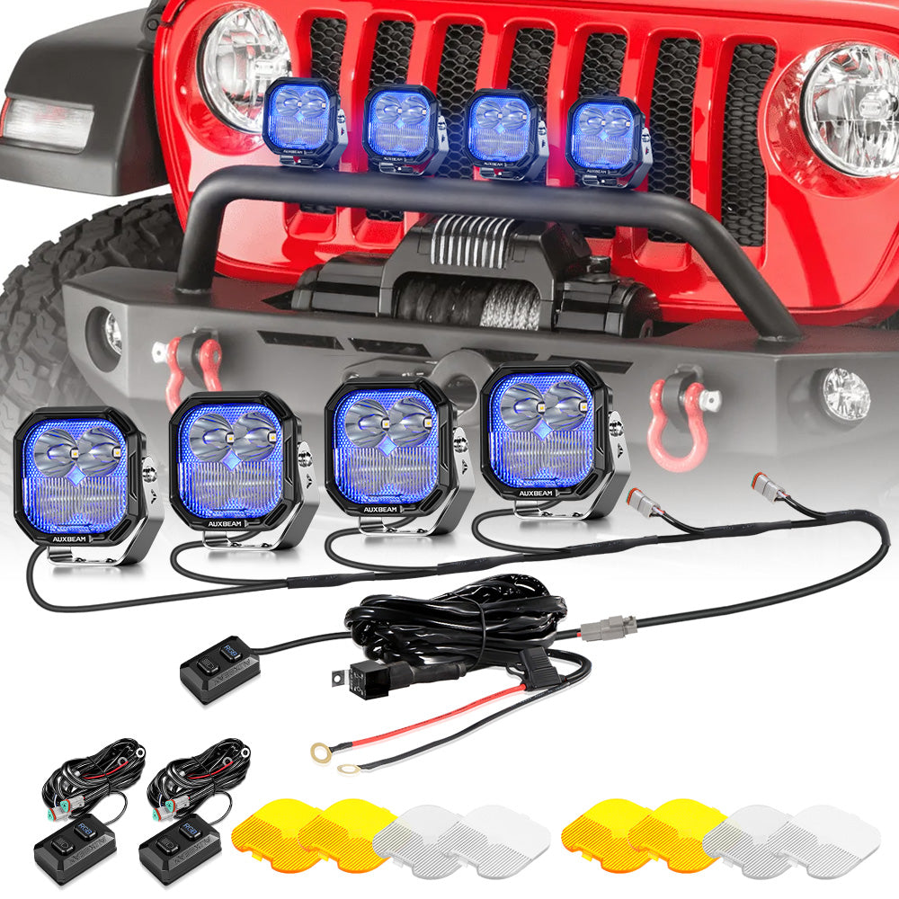 Color Play Series 3 Inch 116W RGB LED Pod Lights Off Road Lights With 8 Backlight Options