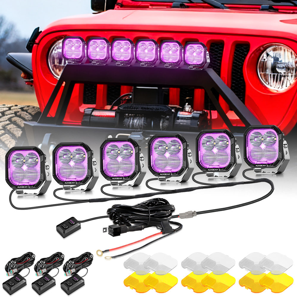 Color Play Series 3 Inch 116W RGB LED Pod Lights Combo Off Road Lights With 8 Backlight Options