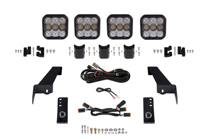 Diode Dynamics DD6826 SS5 4-Pod CrossLink Grille Lightbar Kit for 2018-2021 Jeep JL Wrangler, White Combo