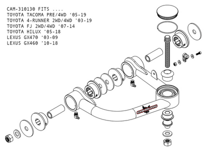 Camburg CAM-310130 Uniball Upper Control Arms for Toyota Tacoma, 4Runner and FJ Cruiser