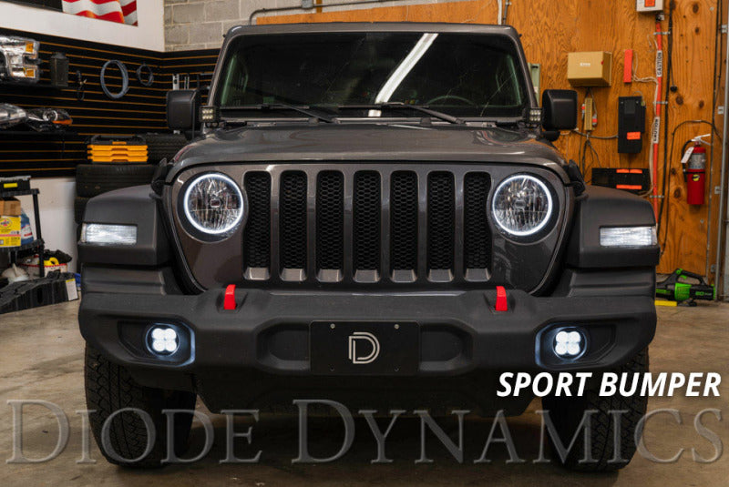 Diode Dynamics SS3 Pro Type MS Fog Light Bracket Kit DD7064 with Amber Backlight for 2018-2019 Jeep Wrangler