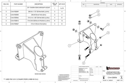 Camburg CAM-320006 Toyota Tundra Bolt-On Rear FOX Bump Stop Mount Kit, 2WD/4WD, 2007-2021