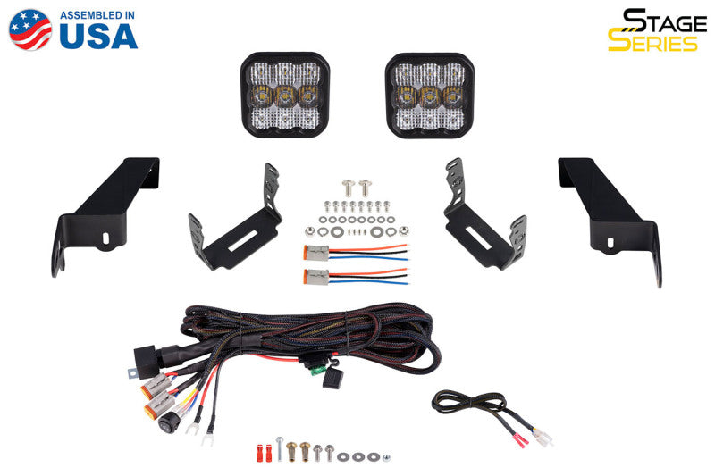 Diode Dynamics DD7290 SS5 Bumper LED Pod Light Kit for 2018-2021 Jeep JL Wrangler, Sport Yellow Driving