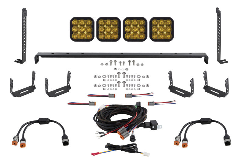 Diode Dynamics DD7549 SS5 Stealth Grille LED 4-Pod Kit for 2014-2024 Toyota 4Runner, Yellow Pro Driving
