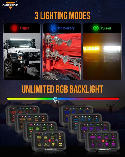 AR Series 6/8 Gang LED Switch Panel,Off Road Light Controller