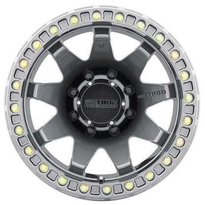 Method Wheels MR108 Beadlock Wheel, 17x9, -44mm Offset, 8x6.5 Bolt Pattern, Gloss Titanium