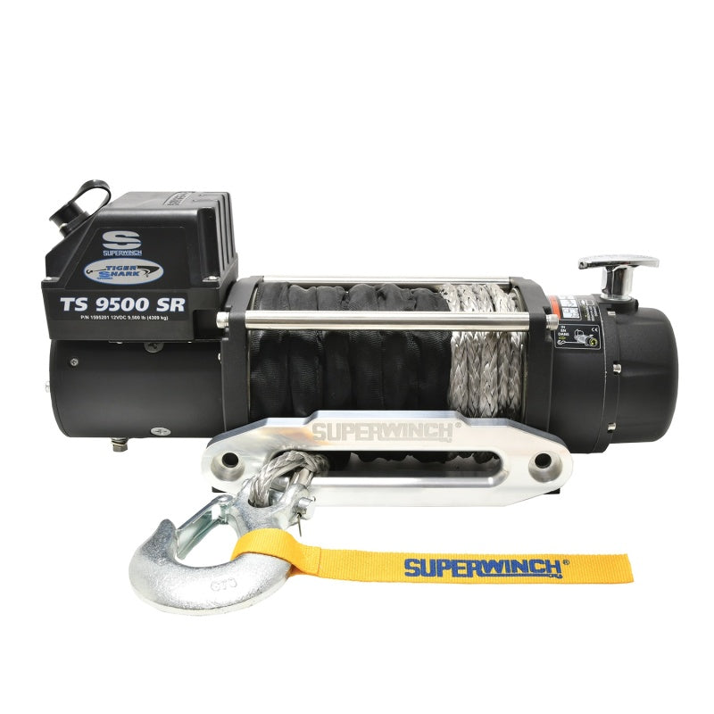 Superwinch Tiger Shark 9500SR Winch, 9,500 lb, 12V DC, Synthetic Rope, Part Number 1595201