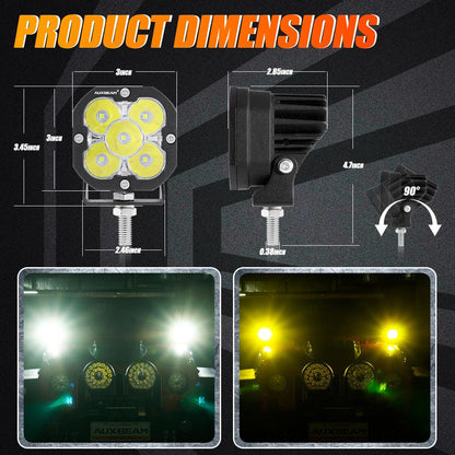 AR-800 RGB Switch Panel + 3 Inch LED Pods with White&Yellow Cover