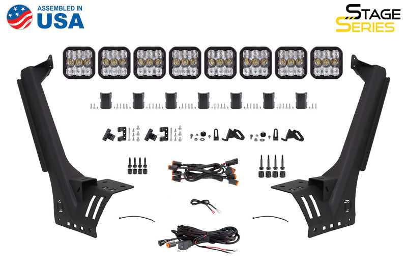 Diode Dynamics DD7263 SS5 Pro CrossLink Windshield Yellow Combo Lightbar Kit for 2018-2021 Jeep Wrangler JL