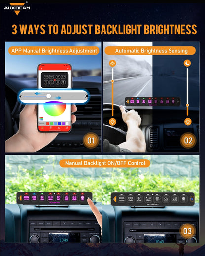 AS Series 8 Gang (AS-800) RGB Slim Switch Panel with APP&Remote Control, Toggle/ Momentary/ Pulsed Mode Supported(One-Sided Outlet)