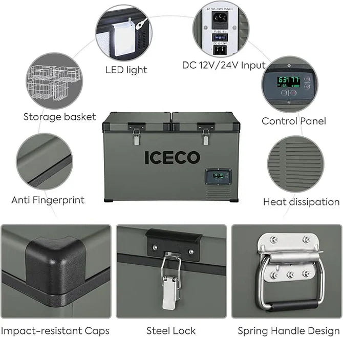 ICECO VL60 Dual Zone Metal Freezer with Cover 60LT