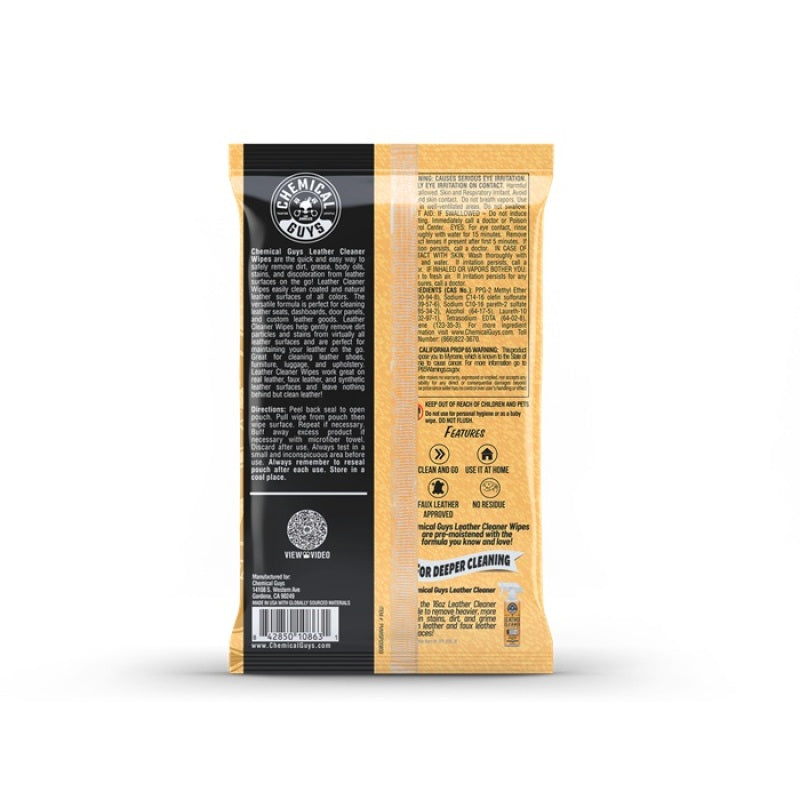 Chemical Guys Leather Cleaner Wipes - 50ct
