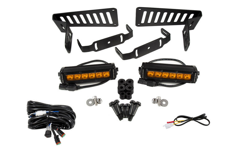 Diode Dynamics DD6094 SS6 Cowl LED Bracket Kit for 2018-2021 Jeep JL Wrangler and Gladiator, Amber Driving