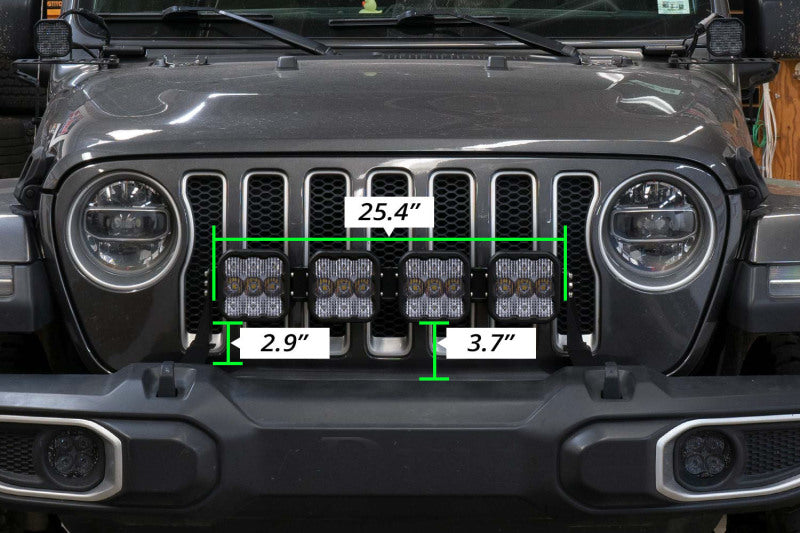 Diode Dynamics DD7269 Jeep JL Wrangler SS5 4-Pod CrossLink Grille Lightbar Kit Pro, Yellow Combo