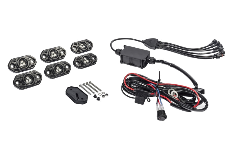 KC HiLiTES C-Series RGB LED Rock Light Kit with Wiring, 6-Piece - Part 339