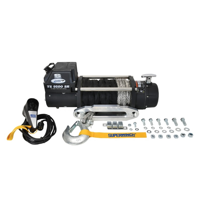Superwinch Tiger Shark 9500SR Winch, 9,500 lb, 12V DC, Synthetic Rope, Part Number 1595201
