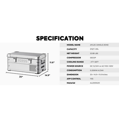 ICECO APL20 Light Duty Aluminum Freezer Single Zone 20 LT