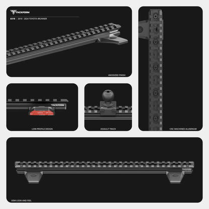 2010-2024 Toyota 4Runner Tackform Assault Track Picatinny Dash Bracket With MagSafe Phone, GoPro/Action Camera, &  2-IN-1 CB Mic Holder