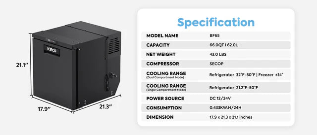 ICECO RV/Truck Refrigerator/Freezer - 62L