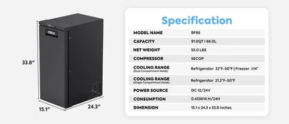 ICECO RV/Truck Refrigerator/Freezer - 86L