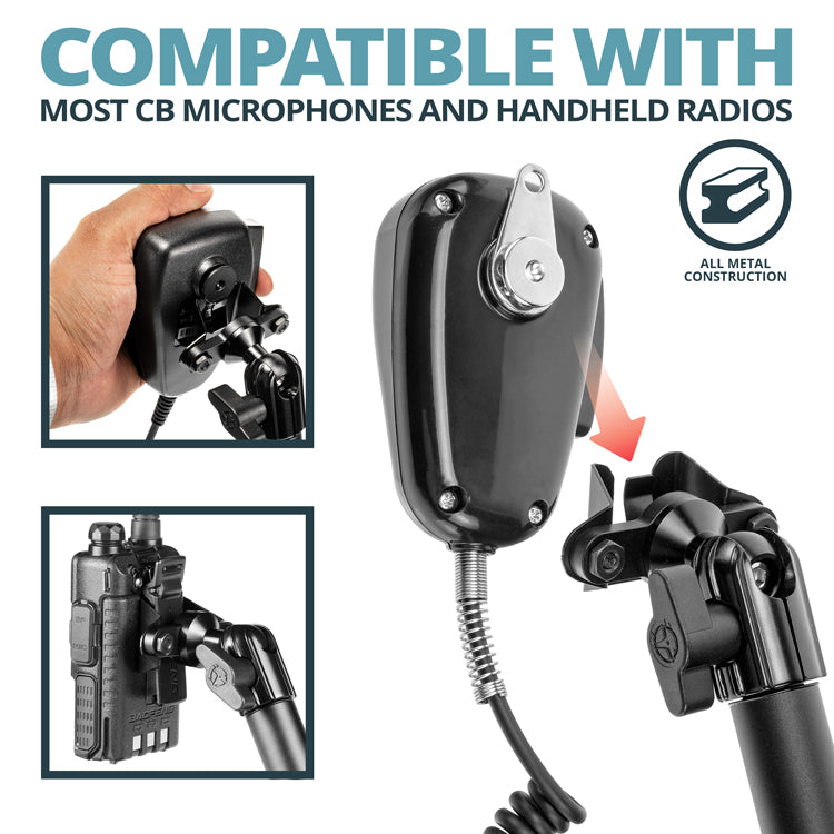 CB Radio/Microphone Holder | Slim Track Base | 5" DuraLock Arm