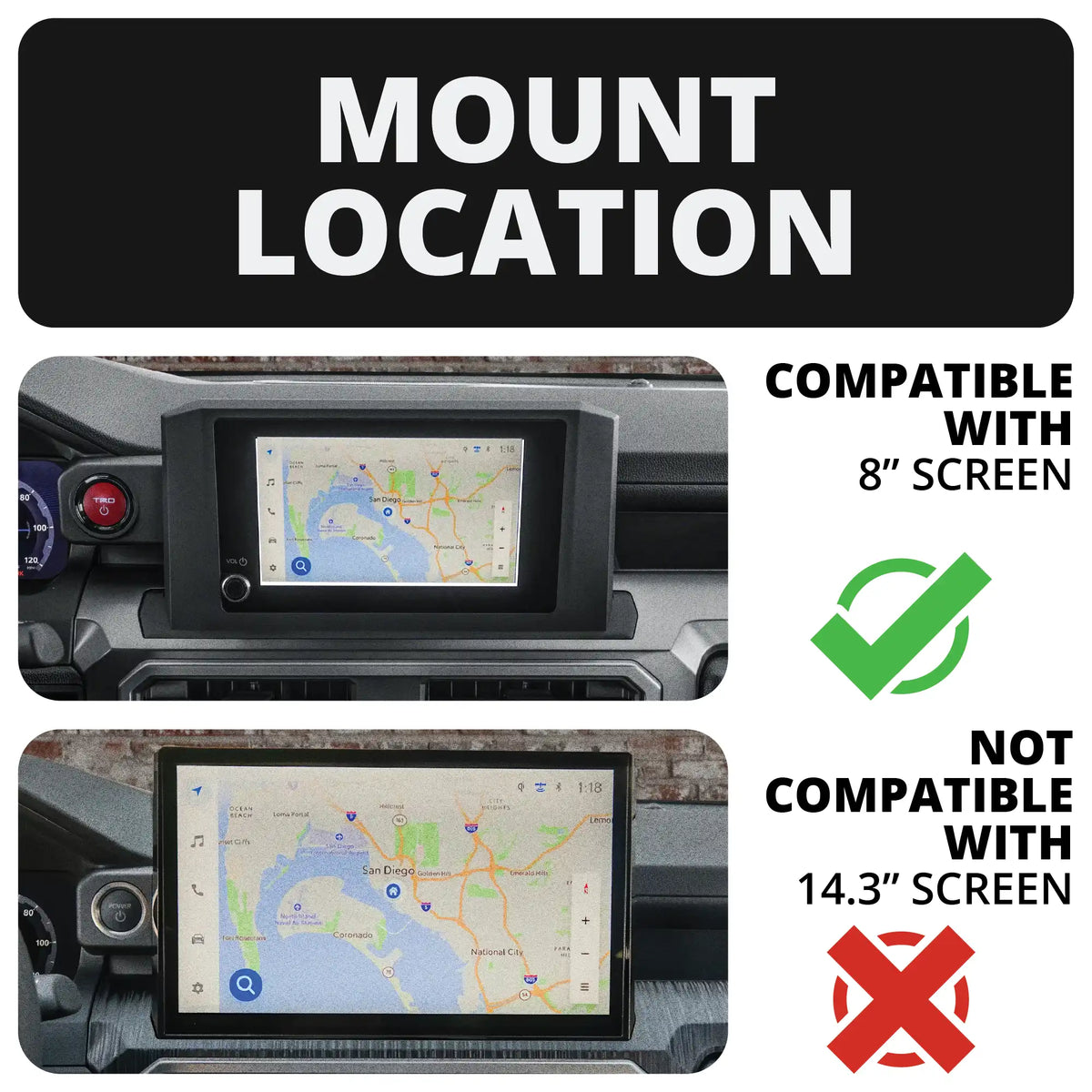 2024+ Toyota Tacoma (8" Screen ONLY) & 2025+ 4Runner LINK™ Dash Clip with 20mm Metal Ball & Dovetail