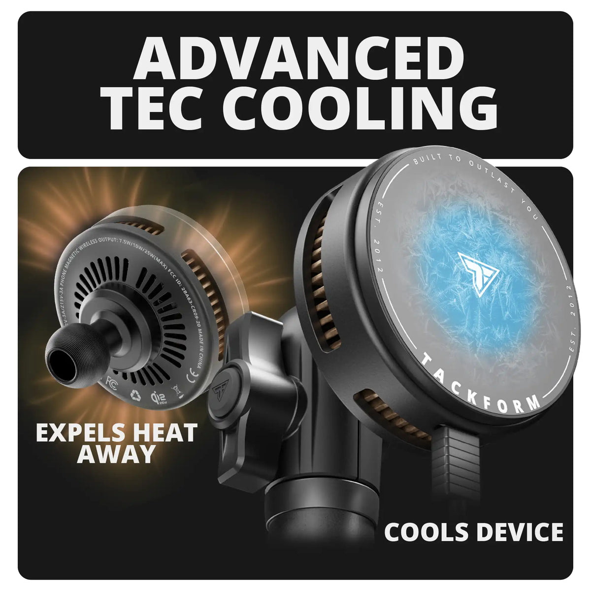 Qi2.2/MagSafe Charging & Cooling Phone Holder | Assault Track Picatinny Base | 7" DuraLock Arm
