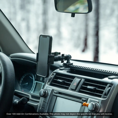 2010-2024 Toyota 4Runner Tackform Slim Track Dash Bracket With 20LITE Phone & Midland MXT Magnetic CB Radio Mount