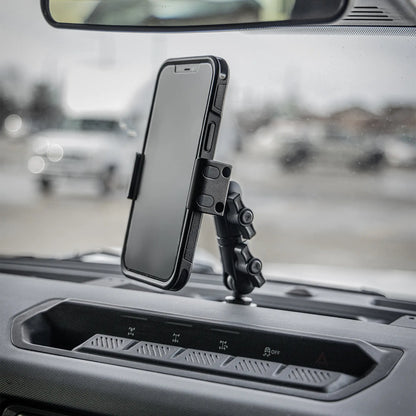 LINK™ Qi2.2/MagSafe Charging & Cooling Phone Mount | Accessory Ready Dash and Grab Handle Compatible | 2021+ Ford Bronco | 3.5" Arm
